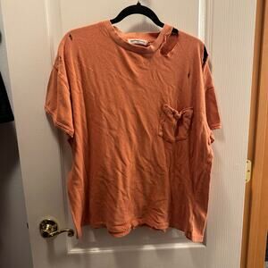 We the Free Terracotta Color Woman’s Distressed Pocket T Size Medium